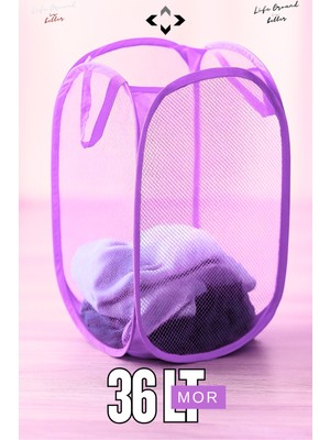 PremiumPort Katlanabilir 36 Lt Mor Çok Amaçlı Çamaşır ve Oyuncak Sepeti