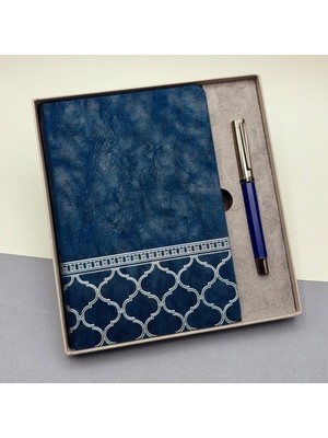 Esranın Dünyası Kutulu Desenli Deri Defter ve Metal Roller Kalem Set RSET34-ESRDNS
