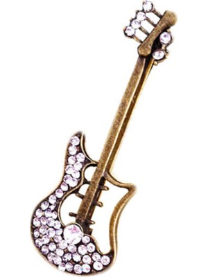 Allians Efsane Gitar Şeklinde Broş, Eskitme Detaylı, Şık ve Özel Tasarım