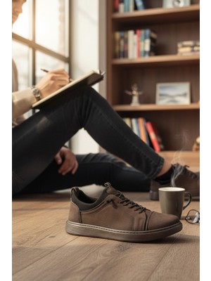 Enoch Hakiki Deri Lastik Detaylı Erkek Sneaker Ayakkabı Ortopedik Taban