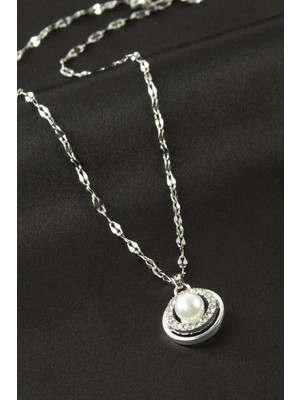 Bijuteri Net Inci Zirkon Taşlı Kolye