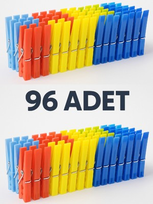 PremiumPort 96 Adet Plastik Çamaşır Mandalı, Güçlü ve Pratik Tutuş