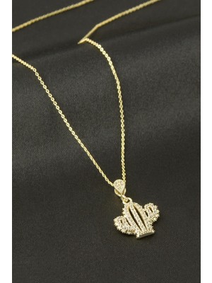 Bijuteri Net Çam Ağacı Zirkon Taşlı Kolye