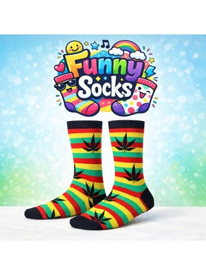 Funny Socks Funnysocks Yaprak Desenli Renkli Eğlenceli Çorap