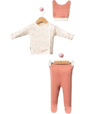 Gültekin Bebe Babycan 9351 Dijital Çiçekli Üçlü Yenidoğan Takım  - Gül Kurusu