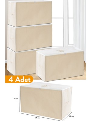 Serstil 4 Adet - Büyük Boy Bej Çizgili Hurç - 74 x 46 x 46 cm