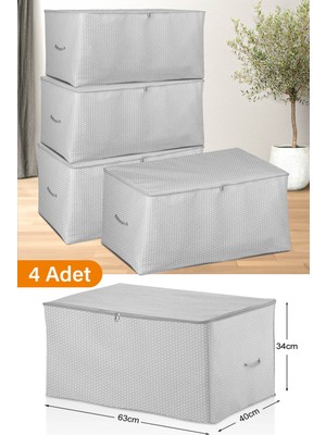 Serstil 4 Adet - Orta Boy Gri Benekli Hurç 63 x 40 x 34 cm