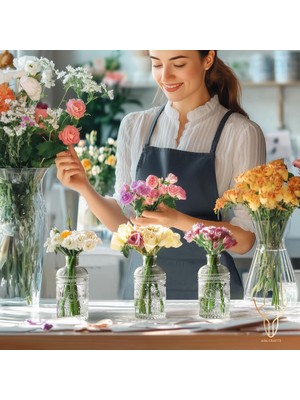 PremiumPort Şık Fransız Dantel Desenli Mini Cam Vazo, Zarif Dekoratif Parça