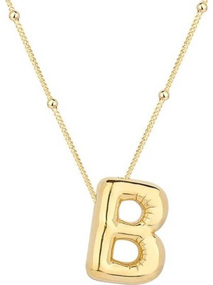 Inure Jewelry Gümüş Gold Balon B Harfi Kadın Kolye