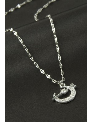 Bijuteri Net Hilal Ok Zirkon Taşlı Kolye