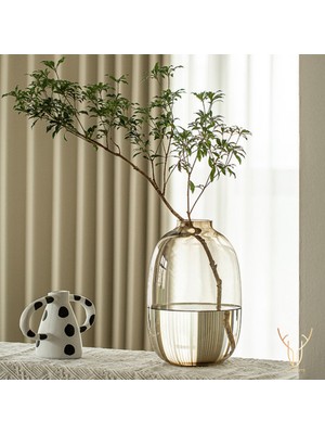 PremiumPort Şık Kahverengi Cam Vazo - 25,5 Cm, Zarif Dekorasyon Parçası