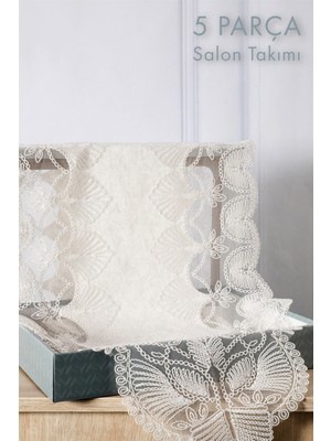 PremiumPort Kadife Fransız Güpürlü 5 Parça Salon Takımı, Şıklık ve Rahatlık Sunar