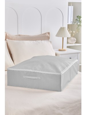 Serstil Büyük Boy Baza Altı Kutu Hurç | Kapaklı Fermuarlı Yatak Altı Düzenleyici Saklama Kutusu - 55X70X18CM