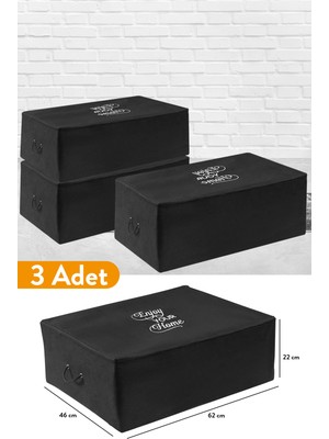 Serstil 3 Adet - Büyük Boy Baza Altı Siyah Hurç 62 x 46 x 22 cm