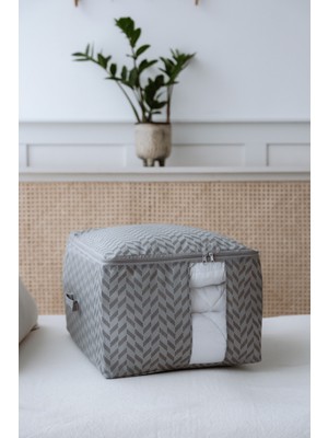 Serstil Şeffaf Pencereli Dolap / Baza Düzenleyici Yastık, Battaniye, Havlu Saklama Çantası -Orta 35X45X25CM