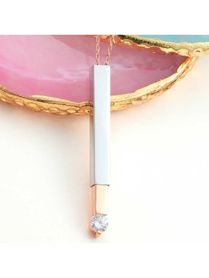 Inure Jewelry Gümüş Rose İsim Yazılabilen Açılır Çubuk Kadın Kolye