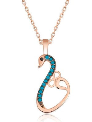 Inure Jewelry Gümüş Rose Sonsuzluk Kadın Kuğu Kolye