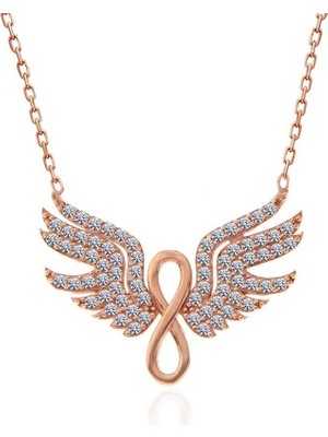 Inure Jewelry Gümüş Rose Melek Kanadı Sonsuzluk Kadın Kolye