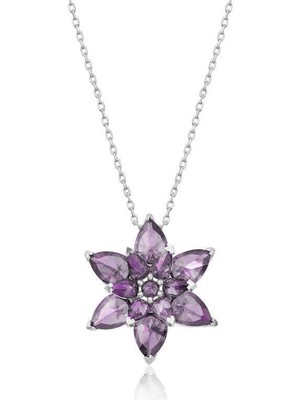Inure Jewelry Gümüş Mor Lotus Çiçeği Bayan Kolye