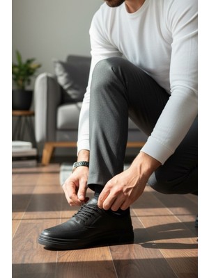 Enoch Hakiki Deri Klasik Erkek Sneaker Ayakkabı Ortopedik Taban