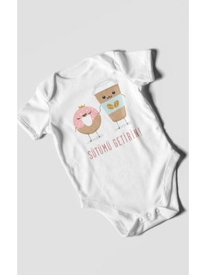 Morivo Kids Sütümü Getirin! Baskılı Bebek Zıbını – Çıtçıtlı Body | %100 Pamuk Kısa Kol