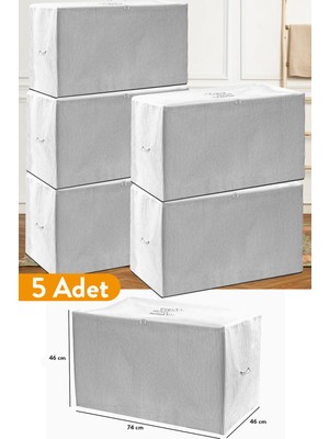 Serstil 5 Adet - Büyük Boy Gri Çizgili Hurç - 74 x 46 x 46 cm