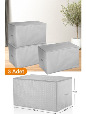 Serstil 3 Adet - Büyük Boy Gri Benekli Hurç - 74 x 46 x 46 cm