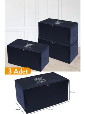 Serstil 3 Adet - Orta Boy Lacivert Hurç 63 x 40 x 34 cm