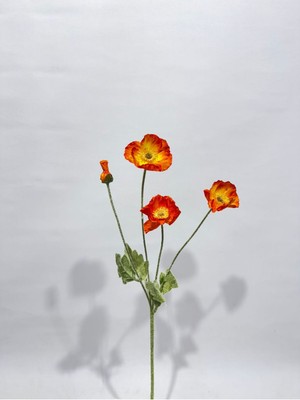 PremiumPort 4'lü Gelincik Dalı Yapay Çiçek, 60 Cm, Canlı ve Şık Dekorasyon Parçası