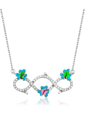 Inure Jewelry Gümüş Çiçekli Sonsuzluk Bayan Kolye