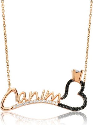 Inure Jewelry Gümüş Canım Yazılı Tek Taş Kalp Bayan Kolye