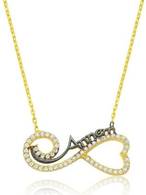 Inure Jewelry Gümüş Kalpli Sonsuzluk Annem Kolye