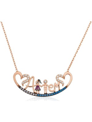 Inure Jewelry Gümüş Rose Annem Yazılı Bayan Kolye