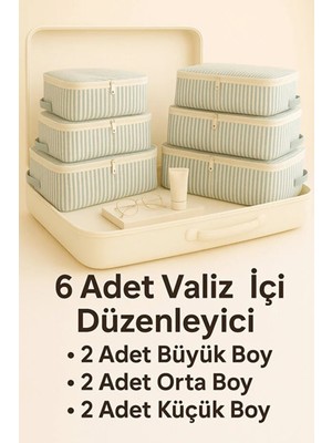 Serstil 6'lı Seyahat Bavul Organizer Filesiz Hurç Seti – Hurç ve Çanta Takımı - Gri Çizgili
