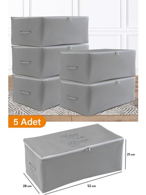 Serstil 5 Adet Küçük Boy Antrasit Hurç 52 x 28 x 21 cm Baskı Detaylı Dayanıklı Saklama Ürünü