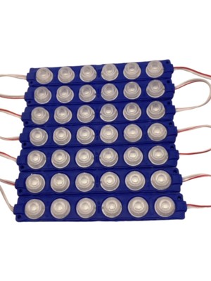 Powerr Led Aydınlatma 100 Adet 12 Volt 6 Watt 6 Lensli Mavi 3030 Smd LED Modül IP65 1 Paket