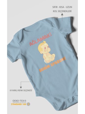 Morivo Kids Ağlamak Benim Sporum Baskılı Bebek Zıbını – Çıtçıtlı Body | %100 Pamuk Kısa Kol