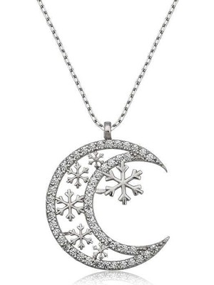 Inure Jewelry ​Gümüş Ay Kar Tanesi Bayan Kolye