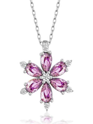 Inure Jewelry Gümüş Mor Lotus Çiçeği Kadın Kolye