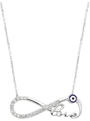 Inure Jewelry Gümüş Nazarlı Sonsuzluk Love Bayan Kolye