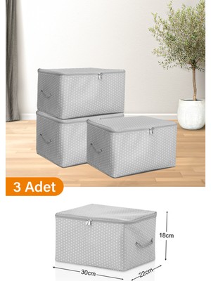 Serstil 3 Adet - Mini Boy Baskı Detaylı Gri Benekli Hurç 30 x 22 x 18 cm