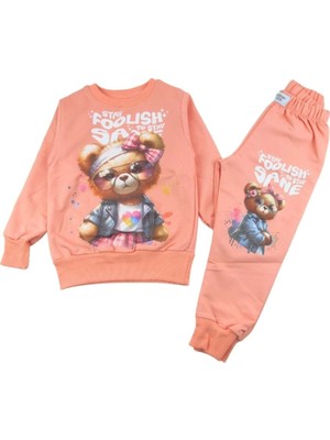Gültekin Bebe 7407-2100 Kız Ayıcık 2li Eşofman Takım - Pudra