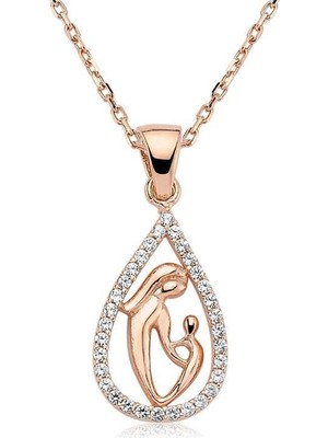 Inure Jewelry Gümüş Damla Anne Çocuk Kolyesi