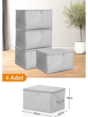 Serstil 4 Adet - Mini Boy Baskı Detaylı Gri Benekli Hurç 30 x 22 x 18 cm