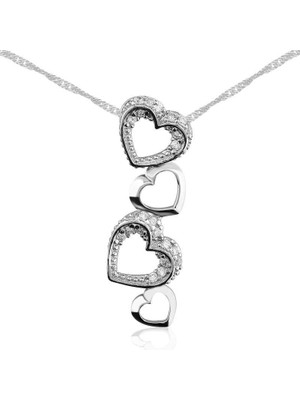 Inure Jewelry Gümüş Kalpler Bayan Kolye