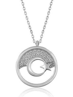 Inure Jewelry Gümüş Ay Yıldız Bayan Kolye