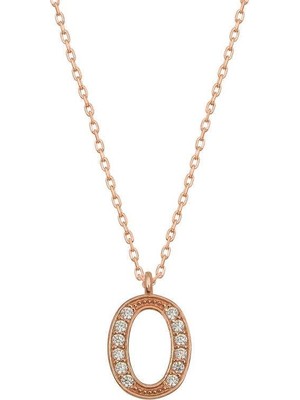 Inure Jewelry Gümüş Rose O Harfi Kadın Kolye