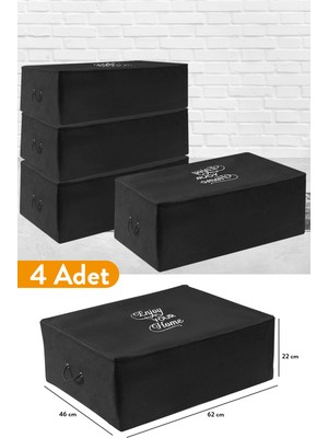 Serstil 4 Adet - Büyük Boy Baza Altı Siyah Hurç 62 x 46 x 22 cm