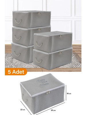 Serstil 5 Adet - Mini Boy Baskı Detaylı Antrasit Hurç 30 x 22 x 18 cm