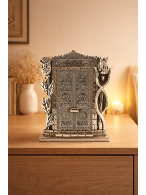 Deco Elit Kâbe Kapısı Figürü – Silver Renk Dekoratif Biblo | Manevi ve Anlamlı Hediye 25 cm
